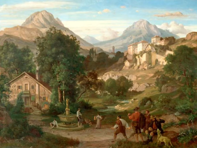 1838-Eduard Cohen - Serata estiva in un paesaggio meridionale